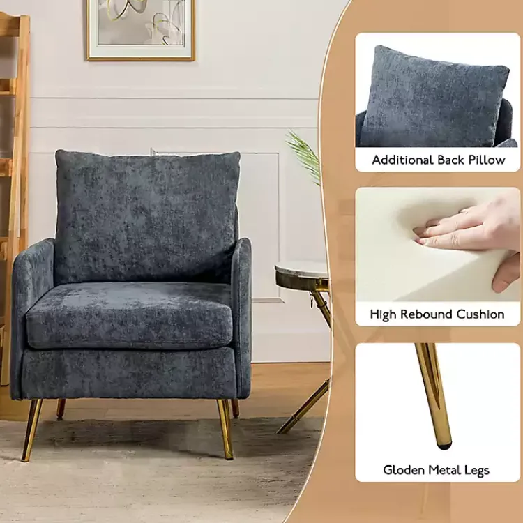 Kirklands Home Accent Chairs|Navy Penny Upholstered Accent Chair Blue