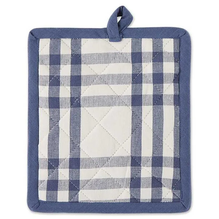 Kirklands Home Kitchen Accessories|Navy Plaid Eat Drink Enjoy 4-pc. Dish Towel Set