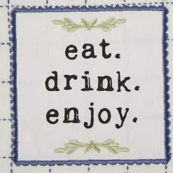 Kirklands Home Kitchen Accessories|Navy Plaid Eat Drink Enjoy 4-pc. Dish Towel Set
