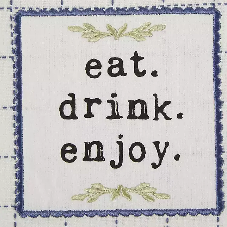 Kirklands Home Kitchen Accessories|Navy Plaid Eat Drink Enjoy 4-pc. Dish Towel Set