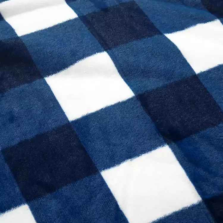 Kirklands Home Comforters|Navy Plaid Faux Fur 3-pc. Full/Queen Comforter Set