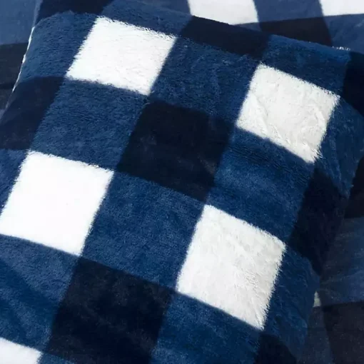 Kirklands Home Comforters|Navy Plaid Faux Fur 3-pc. Full/Queen Comforter Set