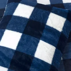 Kirklands Home Comforters|Navy Plaid Faux Fur 3-pc. King Comforter Set