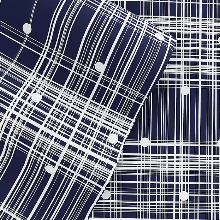 Kirklands Home Bed Sheets|Navy Plaid Polka Dot 3-pc. Twin Sheet Set Blue