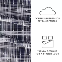 Kirklands Home Bed Sheets|Navy Plaid Polka Dot 3-pc. Twin Sheet Set Blue