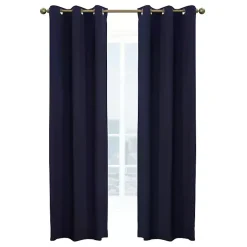 Kirklands Home Curtains & Drapes|Navy Room Darkening Curtain Panel Set, 63 in. Blue