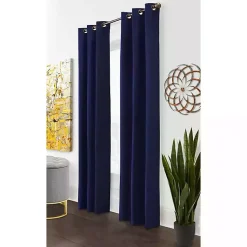 Kirklands Home Curtains & Drapes|Navy Room Darkening Curtain Panel Set, 63 in. Blue