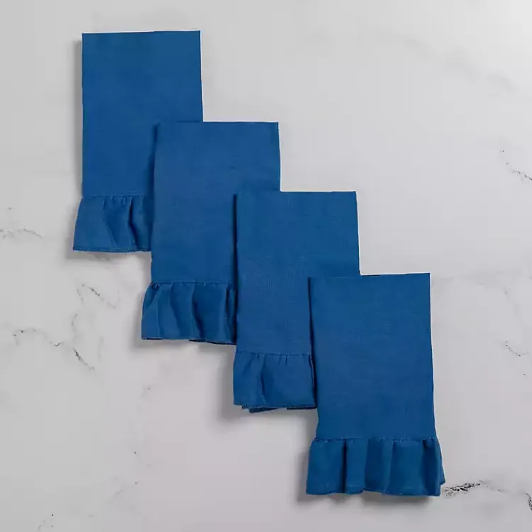 Kirklands Home Table Linens|Navy Ruffle Napkins, Set of 4 Blue