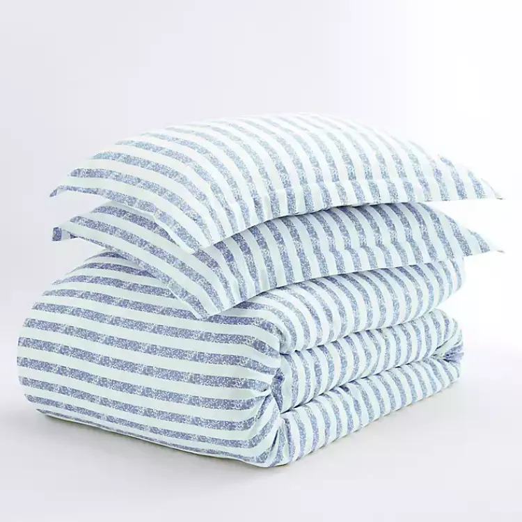 Kirklands Home Duvets|Navy Rugged Stripes Puffed 3-pc. King Duvet Set Blue
