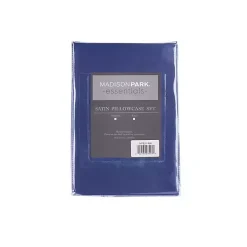 Kirklands Home Bed Sheets|Navy Satin Standard 2-pc. Pillow Case Set Blue