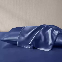 Kirklands Home Bed Sheets|Navy Satin Standard 2-pc. Pillow Case Set Blue