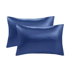 Kirklands Home Bed Sheets|Navy Satin Standard 2-pc. Pillow Case Set Blue