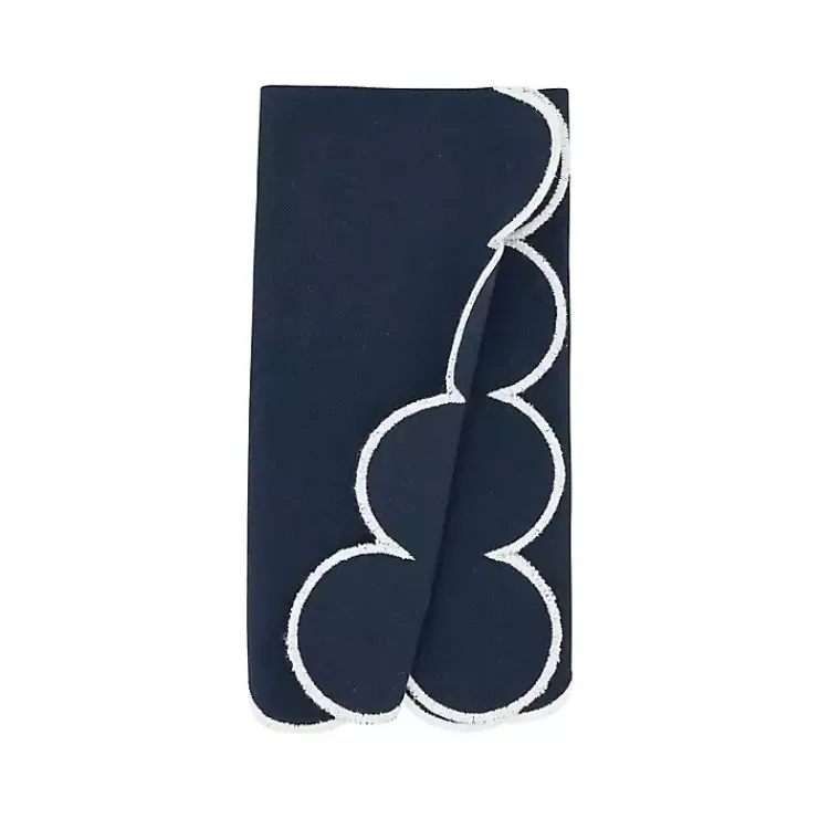 Kirklands Home Table Linens|Navy Scalloped Edge Napkins, Set of 4 Blue