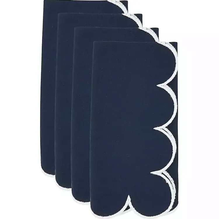 Kirklands Home Table Linens|Navy Scalloped Edge Napkins, Set of 4 Blue