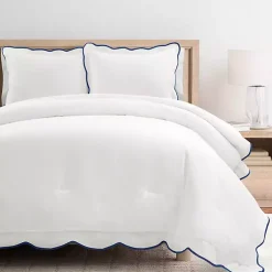 Kirklands Home Comforters|Navy Scalloped Edge 3-pc. Full/Queen Comforter Set