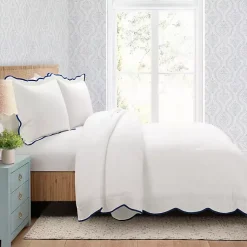 Kirklands Home Comforters|Navy Scalloped Edge 3-pc. Full/Queen Comforter Set