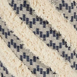 New Navy Shag Tufted Diagonal Twist Pouf Poufs & Floor Cushions