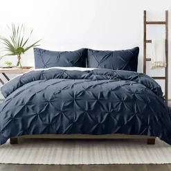 Kirklands Home Duvets|Navy Soft Pinched 3-Pc. Queen Duvet Cover Set Blue