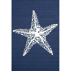 Kirklands Home Outdoor Rugs|Navy Starfish Hooked Indoor/Outdoor Area Rug, 5x8
