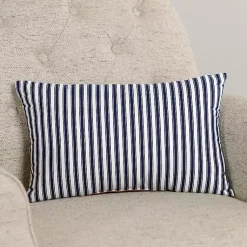 Online Navy Striped Monogram K Lumbar Pillow Pillows