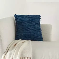 New Navy Textured Stripes Pillow Pillows