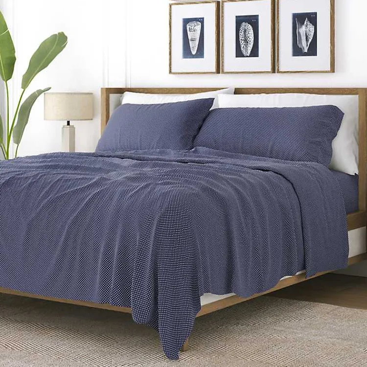 Kirklands Home Bed Sheets|Navy Tiny Hearts 3-pc. Twin Sheet Set Blue