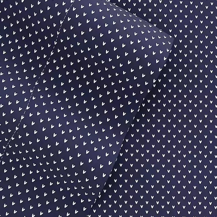 Kirklands Home Bed Sheets|Navy Tiny Hearts 3-pc. Twin Sheet Set Blue