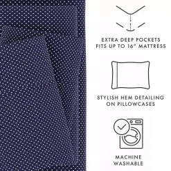 Kirklands Home Bed Sheets|Navy Tiny Hearts 3-pc. Twin Sheet Set Blue