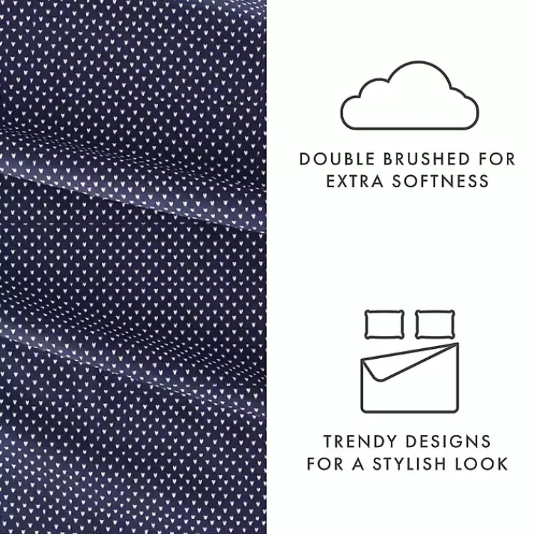 Kirklands Home Bed Sheets|Navy Tiny Hearts 3-pc. Twin Sheet Set Blue