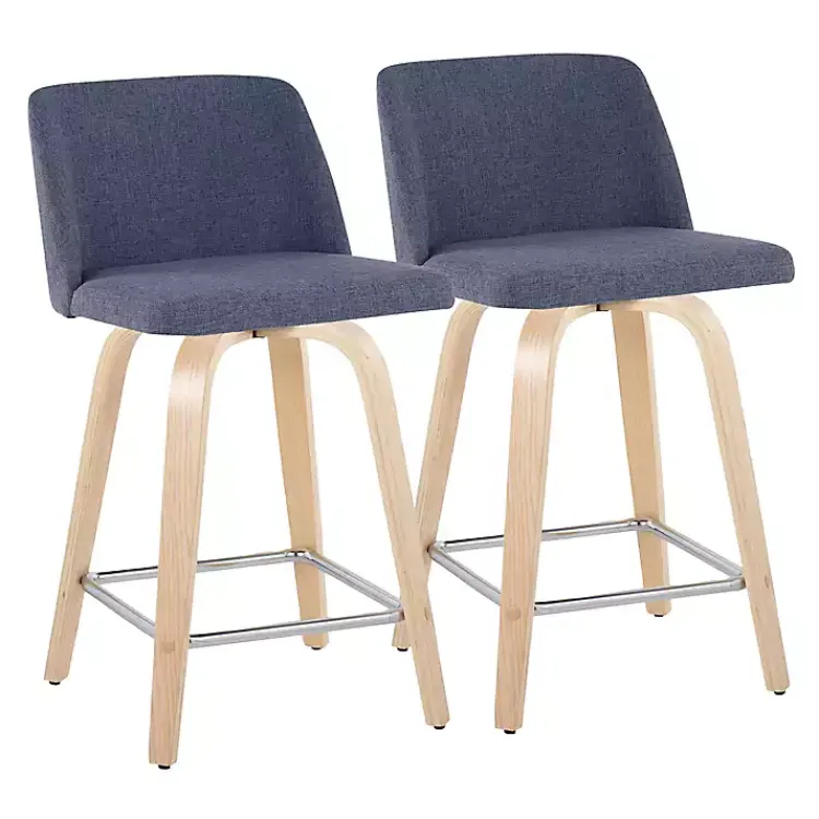 Kirklands Home Bar Stools & Counter Height Stools|Navy Torino Upholstered Counter Stools, Set of 2 Blue