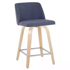 Kirklands Home Bar Stools & Counter Height Stools|Navy Torino Upholstered Counter Stools, Set of 2 Blue