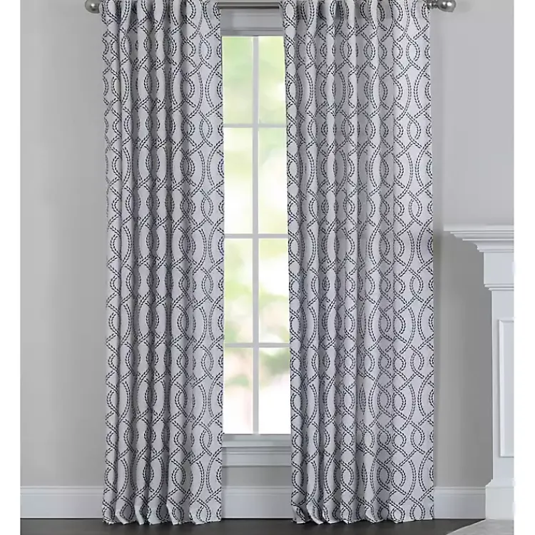 Kirklands Home Curtains & Drapes|Navy Trellis Woven Single Curtain Panel, 84 in.