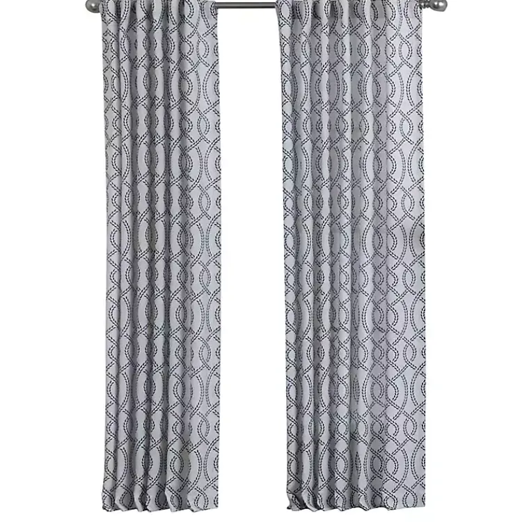 Kirklands Home Curtains & Drapes|Navy Trellis Woven Single Curtain Panel, 84 in.