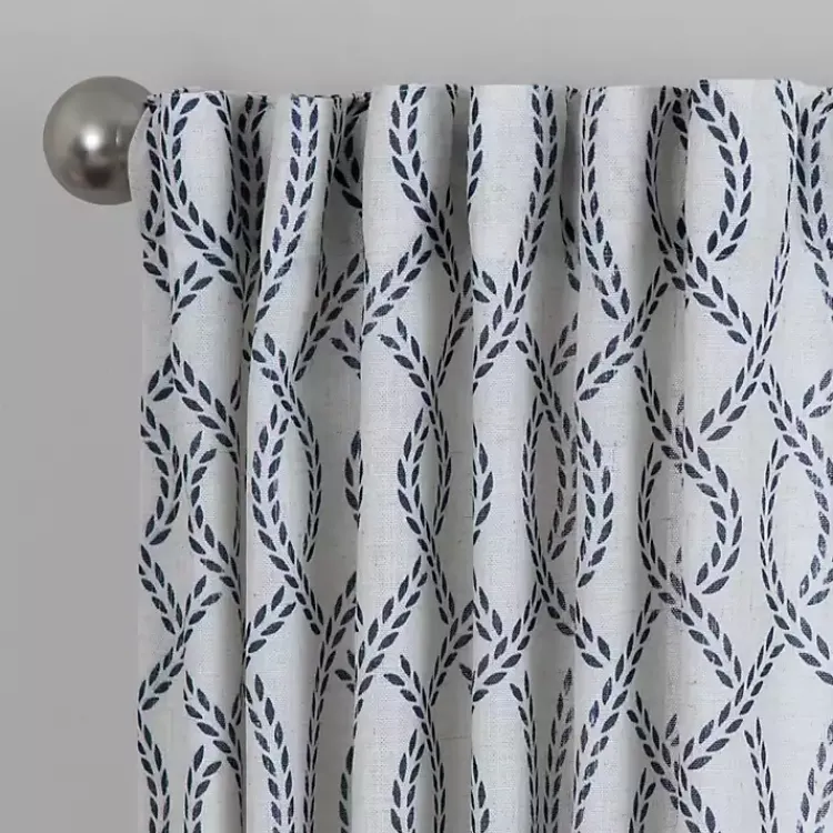 Kirklands Home Curtains & Drapes|Navy Trellis Woven Single Curtain Panel, 84 in.