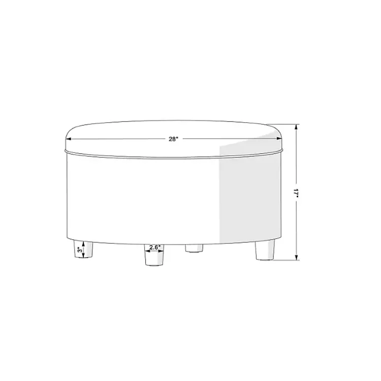 Kirklands Home Benches & Ottomans|Navy Upholstered Round Storage Ottoman Blue