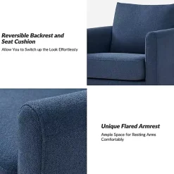 Kirklands Home Accent Chairs|Navy Upholstered Vasser Slipcover Swivel Chair Blue