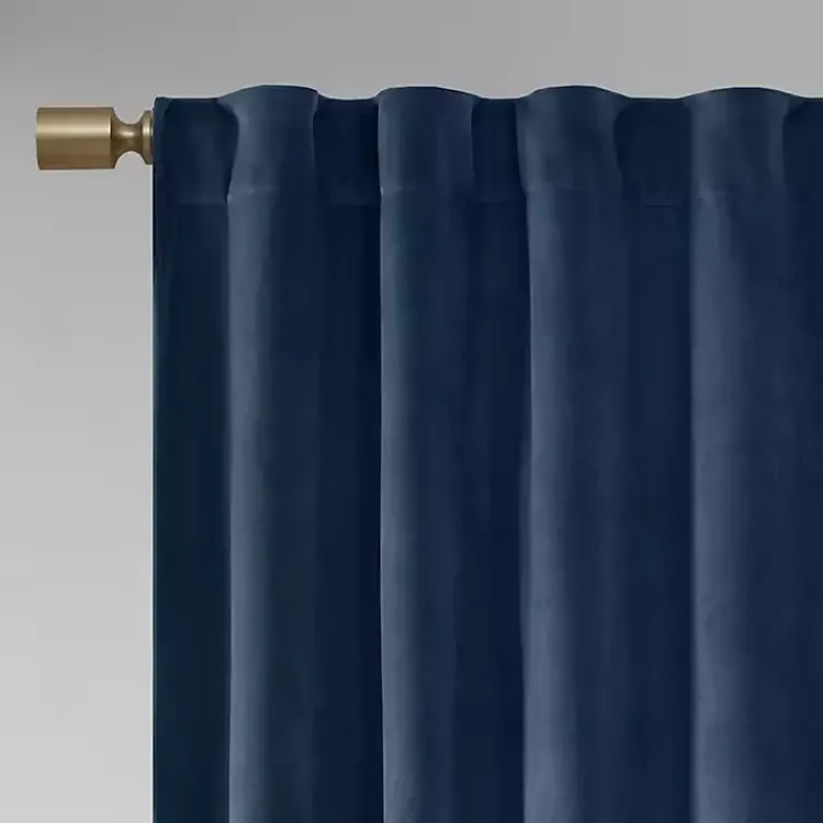 Kirklands Home Curtains & Drapes|Navy Velvet Greta Curtain Panel Set, 95 in. Blue