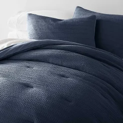 Kirklands Home Comforters|Navy Waffle Ultra-Soft 3-pc. King Comforter Set Blue