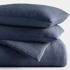 Kirklands Home Comforters|Navy Waffle Ultra-Soft 3-pc. King Comforter Set Blue