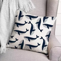 Kirklands Home Outdoor Cushions & Pillows|Navy Whale Outdoor Pillow