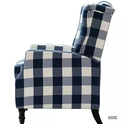 Kirklands Home Accent Chairs|Navy Windowpane Plaid Recliner