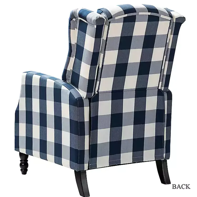 Kirklands Home Accent Chairs|Navy Windowpane Plaid Recliner