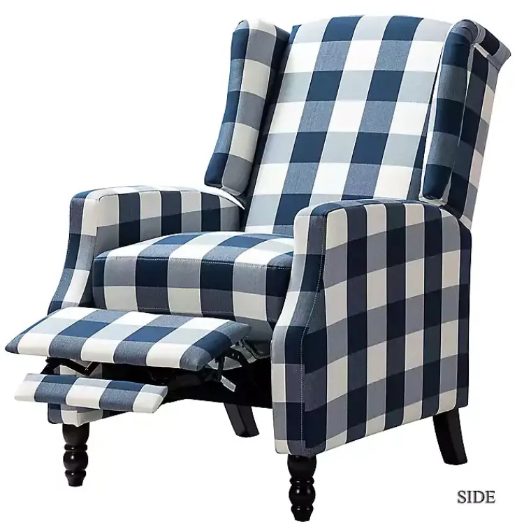 Kirklands Home Accent Chairs|Navy Windowpane Plaid Recliner