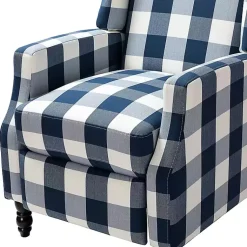 Kirklands Home Accent Chairs|Navy Windowpane Plaid Recliner