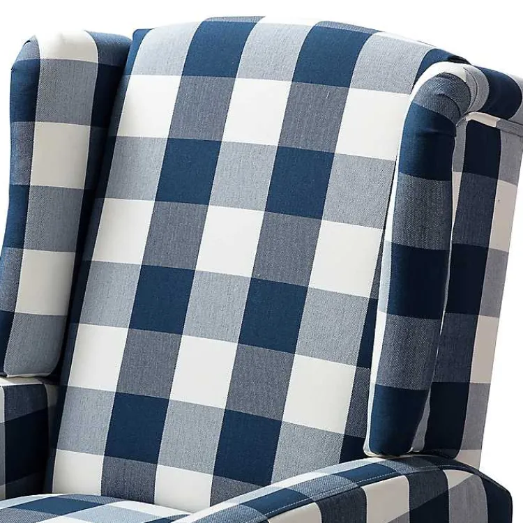 Kirklands Home Accent Chairs|Navy Windowpane Plaid Recliner
