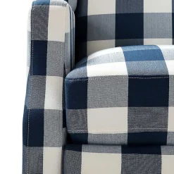 Kirklands Home Accent Chairs|Navy Windowpane Plaid Recliner