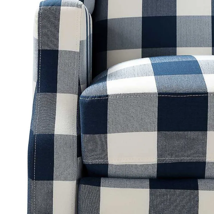 Kirklands Home Accent Chairs|Navy Windowpane Plaid Recliner