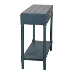 Kirklands Home Console Tables|Navy Wood 2-Drawer Layla Console Table Blue