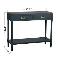Kirklands Home Console Tables|Navy Wood 2-Drawer Layla Console Table Blue
