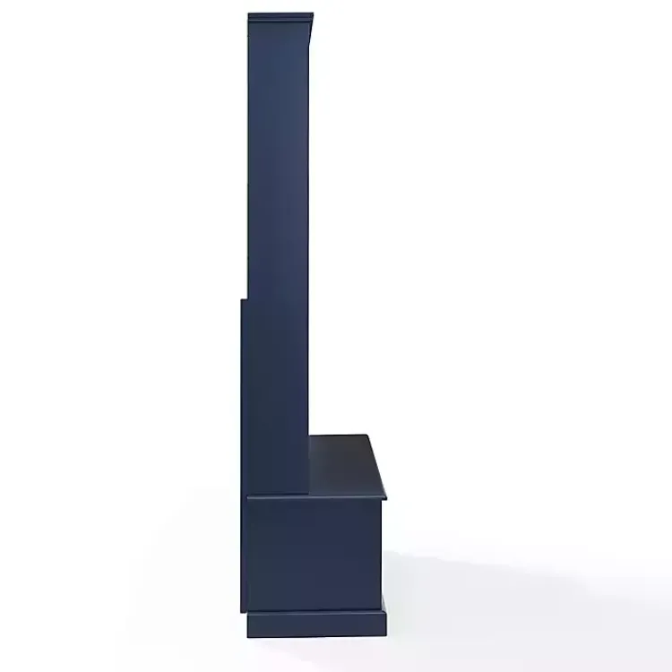 Kirklands Home Entryway Furniture|Navy Wood Storage Bench Hall Tree Blue